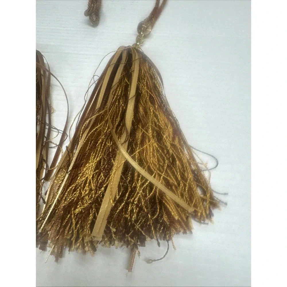 Vintage Tie Backs With Tassel Set Of 2 Bronze Beaded